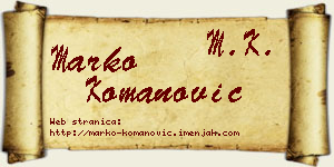 Marko Komanović vizit kartica